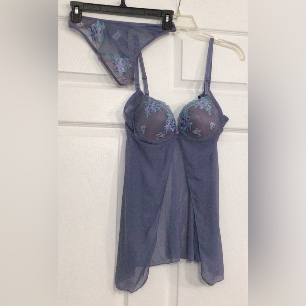 Chic Sheer Purple Chemise Set